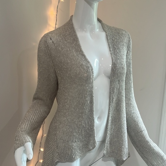 Eileen Fisher Open Knit Linen Waterfall Cardigan - Picture 3 of 10